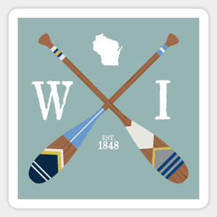 Paddle WI, Wisconsin Lake Life Painted Oars Sticker